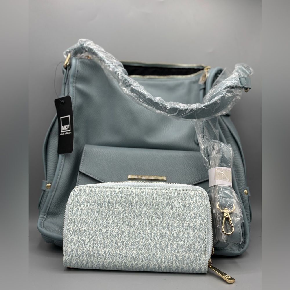 MKF Collection by Mia K Women's Blue Handbag and Wallet Set